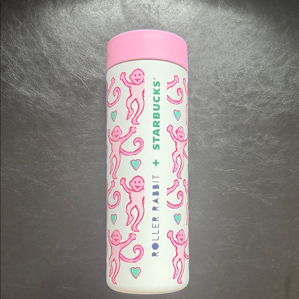 Starbucks Roller Rabbit Pink and White Tumbler